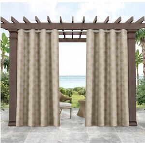 Tommy Bahama Indoor/Outdoor Island Tile Curtain Panel Pair, 54"x96", Twill NEW